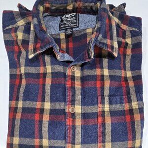 Grayers Heritage Flannel Shirt Mens Large Red Blue tan Plaid Cotton XL